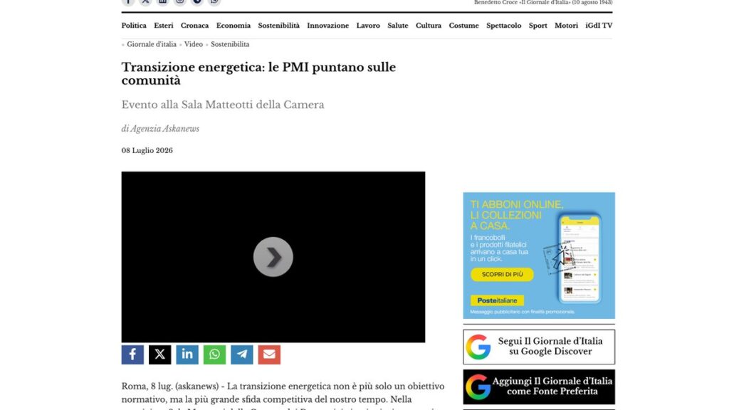 Articolo Il Giornale d'Italia - Transizione energetica
