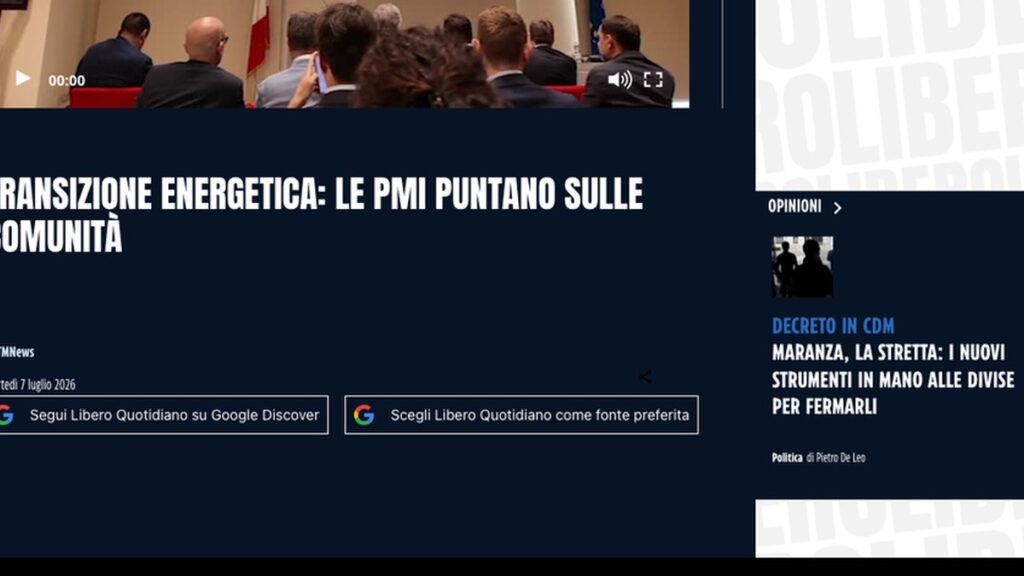 Articolo Libero Quotidiano - Transizione energetica